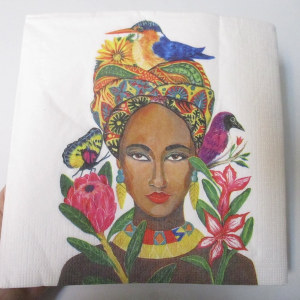 2-Exotic Woman Luncheon Decoupage Napkins-India Decoupage Napkins