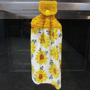 Handmade Crocheted Sunflower Kitchen Towel-Fall Kitchen Towels-Sunflower Kitchen Towel