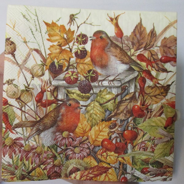 2-Fall Birdhouse Cocktail Decoupage Napkins-Fall Decoupage Napkins-Autumn Decoupage Napkins-Thanksgiving Decoupage Napkins