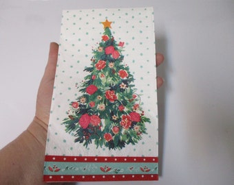 2-Floral Christmas Tree Guest Towel Decoupage Napkins-Christmas Decoupage Napkins-Christmas Floral Decoupage Napkins