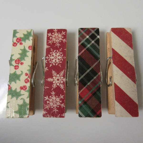 4 LARGE-WIDE Decorative Christmas Clothespins-Decorative Clothespins-Christmas Decor-Rustic Christmas Decor
