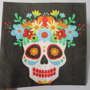 2-Sugar Skull Luncheon Decoupage Napkins-Halloween Decoupage Napkins-Dia De Los Muertos Napkins-Day Of The Dead Napkins