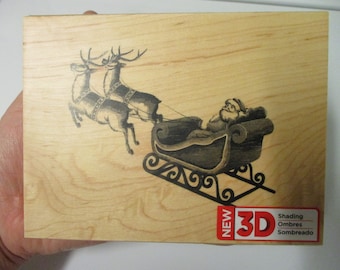 Spellbinders 3D Santa's Sleigh Rubber Stamp-Christmas Stamps