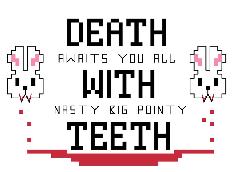 Death Rabbit Ear Quotes Cross Stitch Pattern - Death Awaits You All - Monty Python Quote - Etsy
