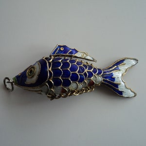 Vintage ENAMEL multicolor big fish pendant