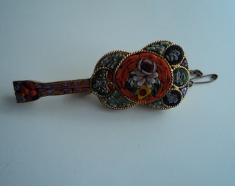 Vintage Miniature Micro Mosaic guitar brooch