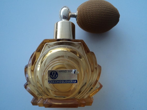 Vintage Bohemia empty crystal bottle for perfume