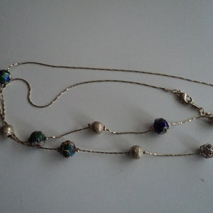 OLFA blue green Cloisonne necklace
