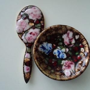 Mas art Artesania Al Fuego enamel small plate mirror set