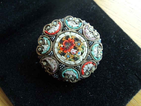 Broche Ancienne En Micro-mosaïque - Bijou Vintage Unique (occasion)