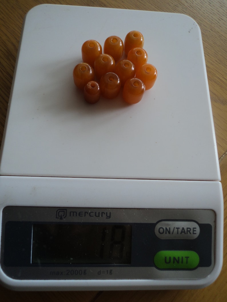 Collier De Grosses Perles En Bakélite Butterscotch - 80g - Amber - Occasion Très Bel état