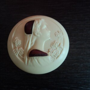 Vintage Early Plastic Powder Pot with Lid  Art Deco 1930 s
