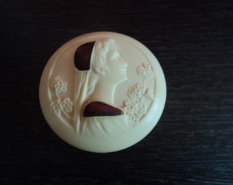 Vintage temprano plástico polvo olla con tapa Art Déco 1930 s