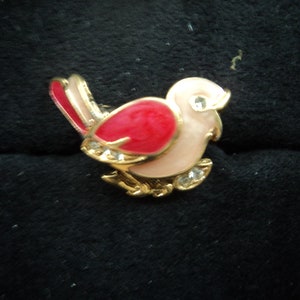 Design bird brooch with enamel and rhinestone
