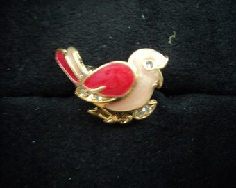 Design bird brooch with enamel and rhinestone