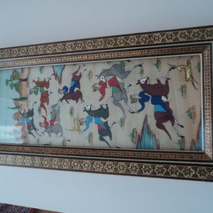 Antique Persian miniature painting on bone picture