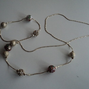 New OLFA white pink Cloisonne necklace