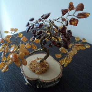 Vintage Amber tree on birch stand