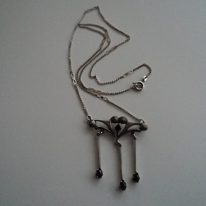 Vintage Edwardian continental silver 835 Amethyst necklace