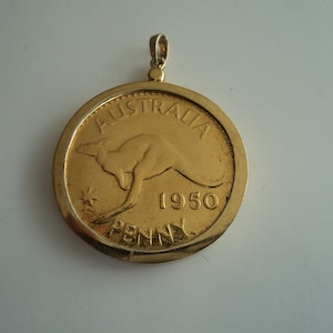 Vintage Australian 1950 M penny  silver ring pendant