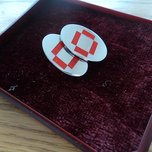 Manguitos de plata esterlina de esmalte rojo