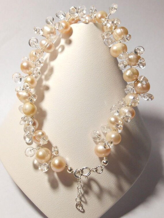 Pearl and Quartz Bracelet, Wedding Day Jewellery, Bridal Jewellery