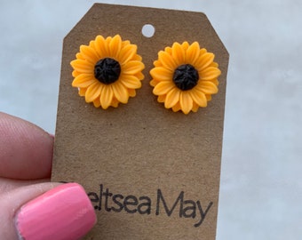 Sunflower clip on earrings