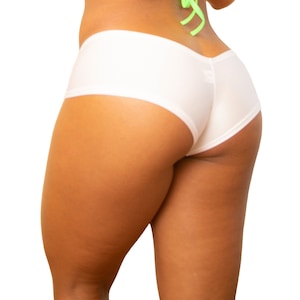Basic Coverage White Booty Shorts – Low Rise Mini Shorts for Rave, Pole Dancing, Beachwear & Yoga