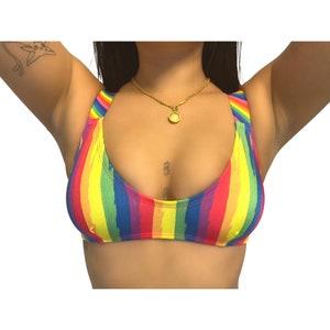 Rainbow Crop Top - Stripper Wear - Exotic Wear - Rave Wear - Festival Wear - Coachella Wear - Club - Pride - Pride Month - LGBTQ