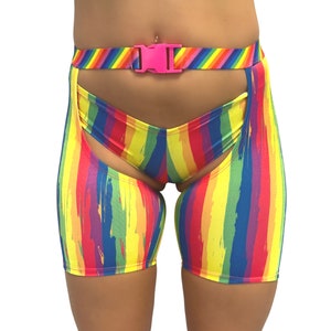 Rainbow Thigh Chaps - Stripper Wear - Exotic Wear - Rave Wear - Festival Wear - Coachella Wear - Club - Pride - Pride Month - LGBTQ - Chaps
