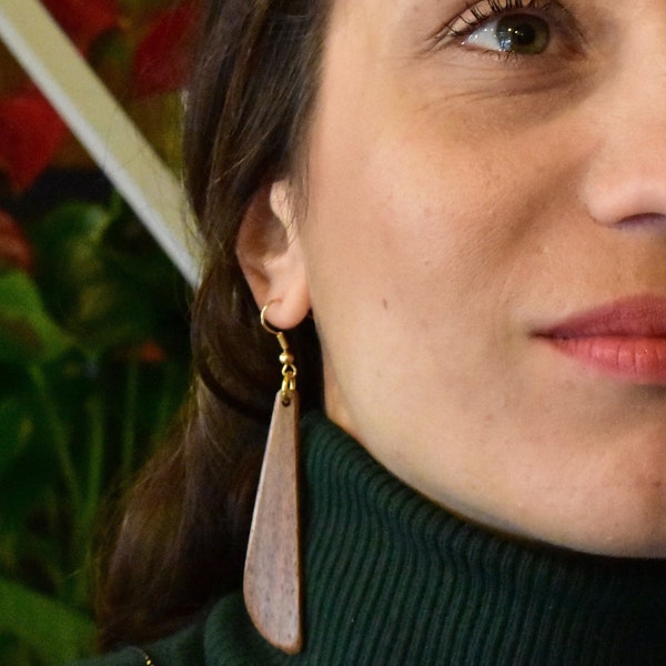 Wooden teak earrings