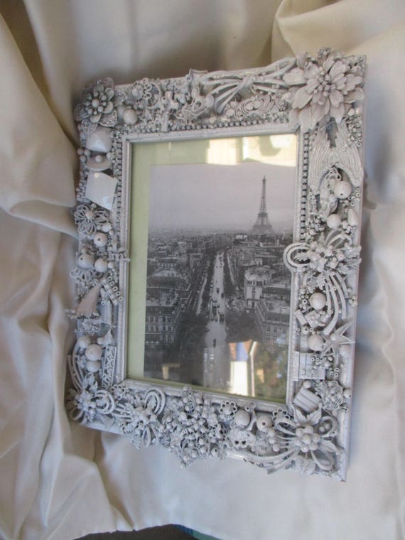 Jeweled Picture Frame White Jeweled Picture Frame White