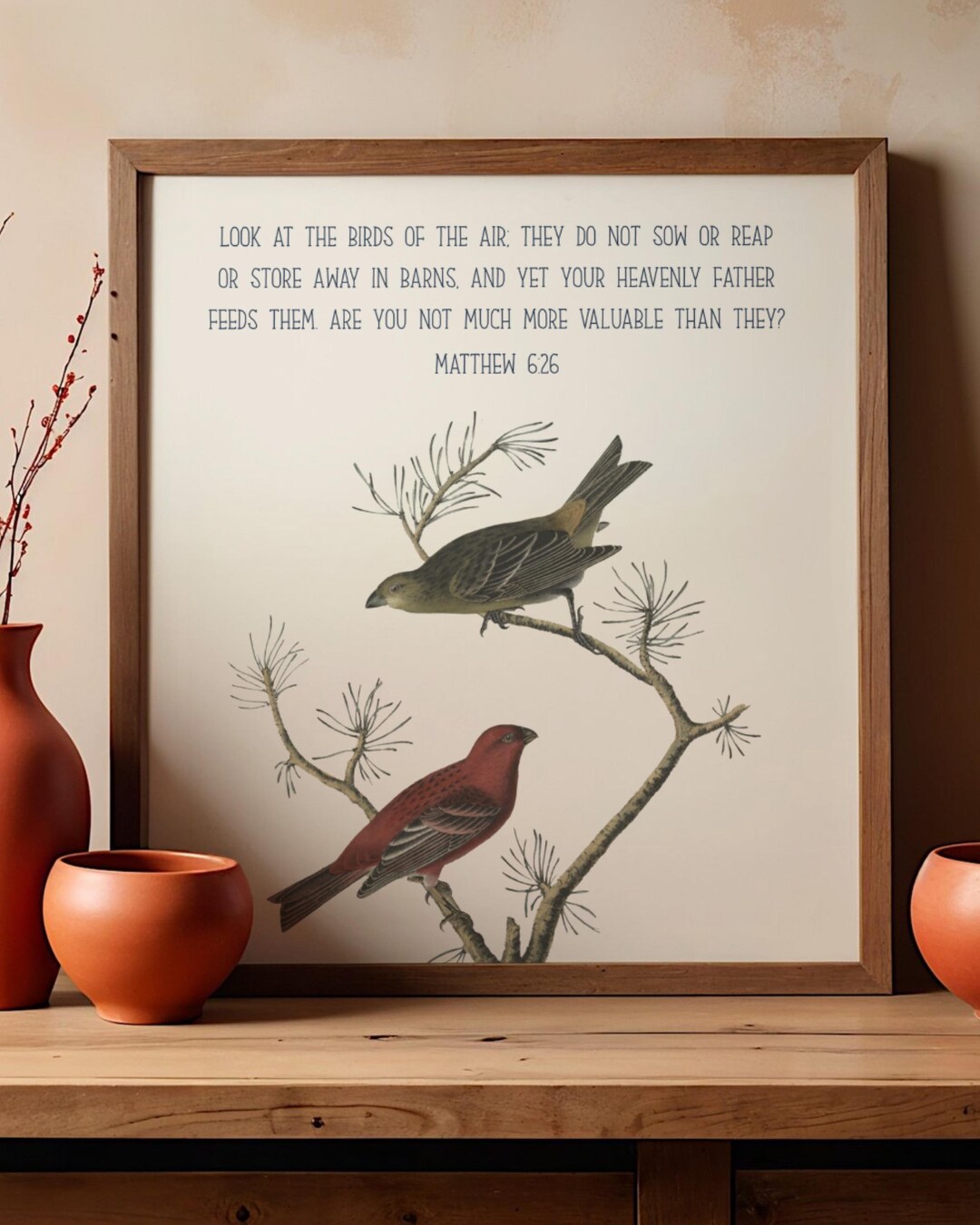 Matthew 6:26 Bible Verse Wall Art, Look at the Birds of the Air ...