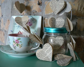 Vintage Book Heart Garland - Vanilla Classics