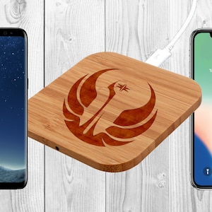 Star Wars Wooden Wireless Qi Charger Old Republic Wooden Gift Personalized Custom Bamboo Charger iPhone Samsung Galaxy, Best Gift for Him