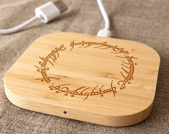 De One Ring houten draadloze oplader Lord of the Rings LOTR gepersonaliseerde bamboe Qi draadloze oplader iPhone XR Samsung Galaxy cadeau voor hem q8