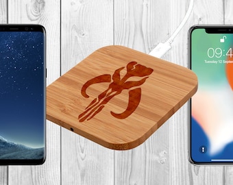 Compatible with iPhone Samsung Google Handcrafted modern gift for him or her Spalted hornbeam Wooden QI 15w Fast Wireless Charger station
