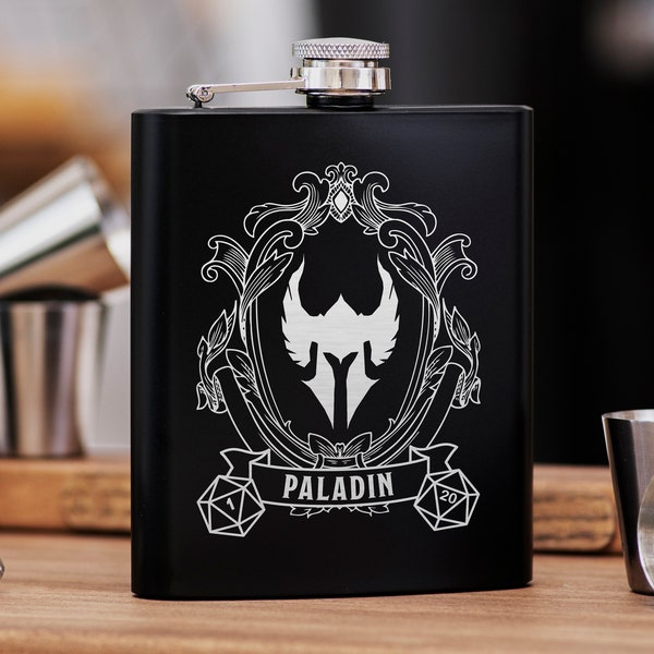 Paladin Class DnD Hip Flask 7oz Gift for dnd Party, Great Gift Idea for DnD Lovers / Stainless Steel Flask / dnd Gift For Players