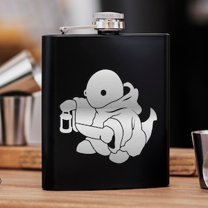 FF Tonberry Black Hip Flask 7oz Acciaio inossidabile / Ottima idea regalo per papà giocatore / Final Fantasy Regalo personalizzato per marito