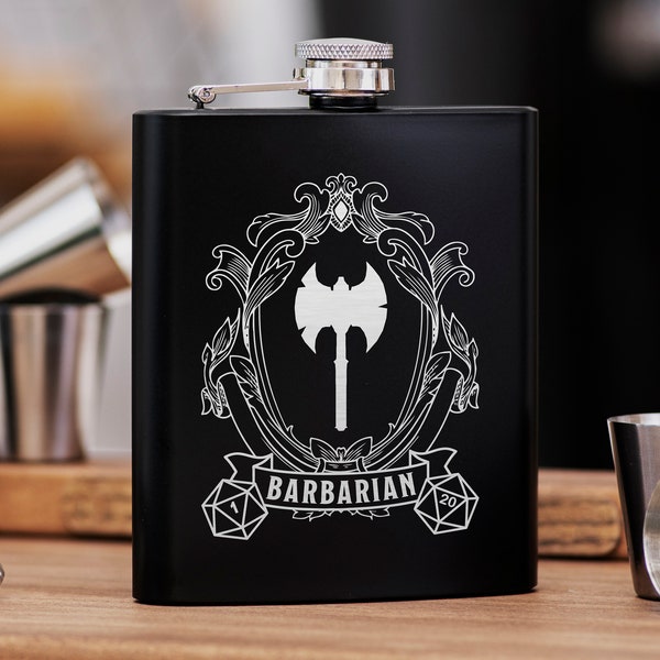 Barbarian Class DnD Hip Flask 7oz Gift for dnd Party, Great Gift Idea for DnD Lovers / Stainless Steel Flask / dnd Gift For Players