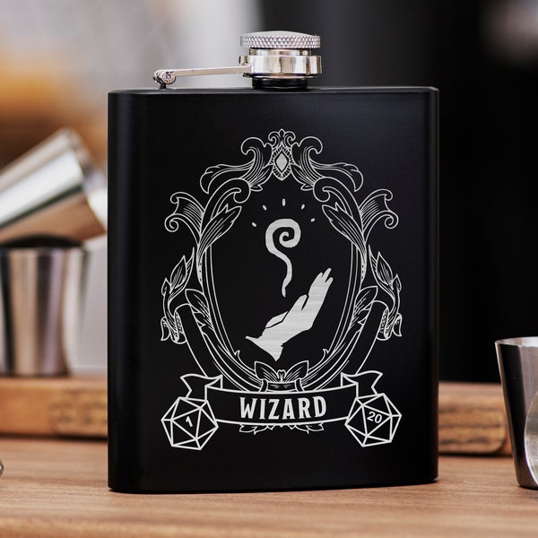 Wizard Class DnD Hip Flask 7oz Gift for dnd Party, Great Gift Idea for DnD Lovers / Stainless Steel Flask / dnd Gift For Players