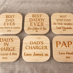 Fully Customizable Gift for Dad Wireless Charger Personalized Engraved Wireless Charging Pad Fathers Day Gift Samsung iPhone compatible