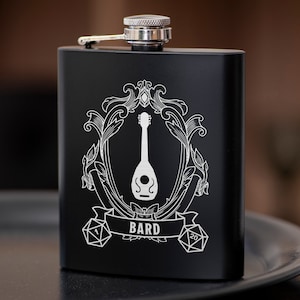 Bard Class DnD Hip Flask 7oz Gift for dnd Party, Great Gift Idea for DnD Lovers / Stainless Steel Flask / dnd Gift For Players