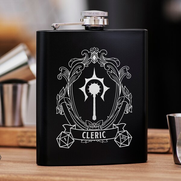 Cleric Class DnD Hip Flask 7oz Gift for dnd Party, Great Gift Idea for DnD Lovers / Stainless Steel Flask / dnd Gift For Players