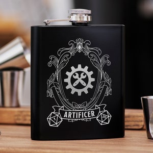 Artificer Class DnD Hip Flask 7oz Gift for dnd Party, Great Gift Idea for DnD Lovers / Stainless Steel Flask / dnd Gift For Players