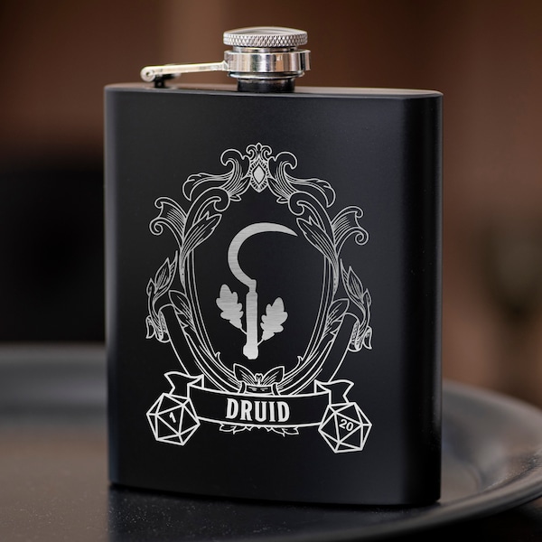 Druid Class DnD Hip Flask 7oz Gift for dnd Party, Great Gift Idea for DnD Lovers / Stainless Steel Flask / dnd Gift For Players