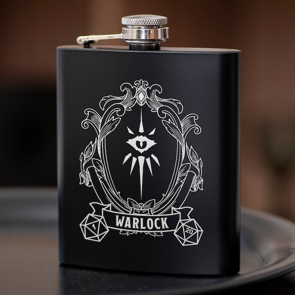 Warlock Class DnD Hip Flask 7oz Gift for dnd Party, Great Gift Idea for DnD Lovers / Stainless Steel Flask / dnd Gift For Players