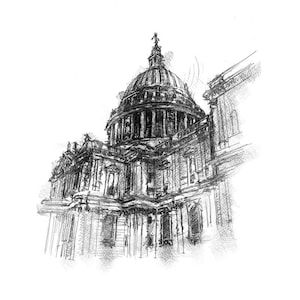 St. Paul's Londen schets | Limited edition fine art print van originele tekening. Gratis verzending.