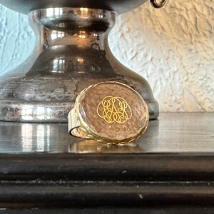 Antique Gold Stuart Crystal Ring with Hairwork and Initials C. 1700 Sentimental Newer Ring Band