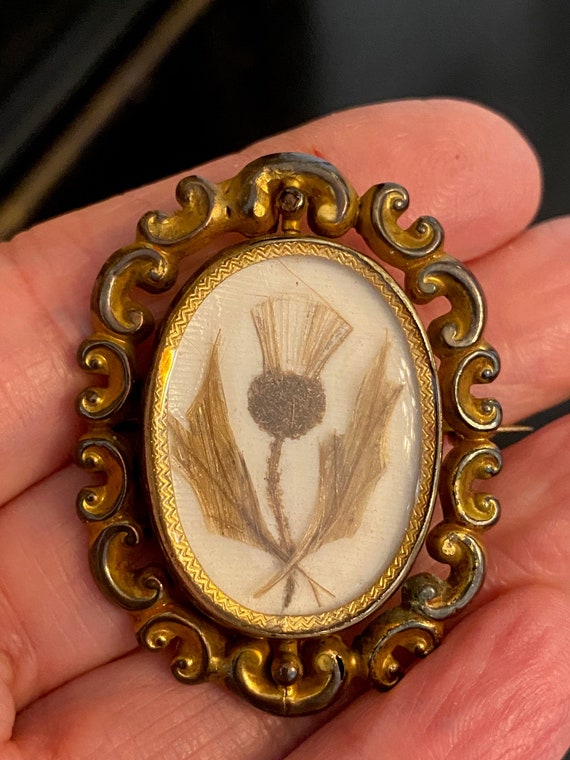 Antique Victorian Swivel Brooch with Hairwork This
